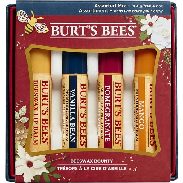 Burt's Bees Bounty Holiday Gift Set, 4 Lip Balms in Gift Box, Assorted Flavors