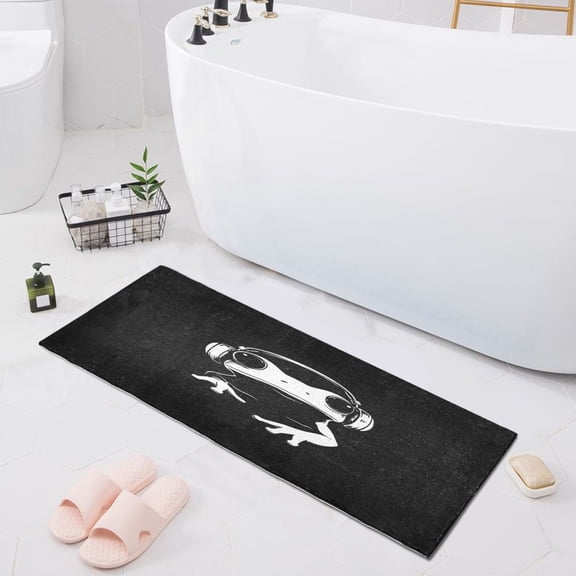 Haosy Cute Frog Wearing Headphones Bathroom Rugs Non Slip Absorbent Soft Plush Quick Dry Bath Mat, 39"x20"