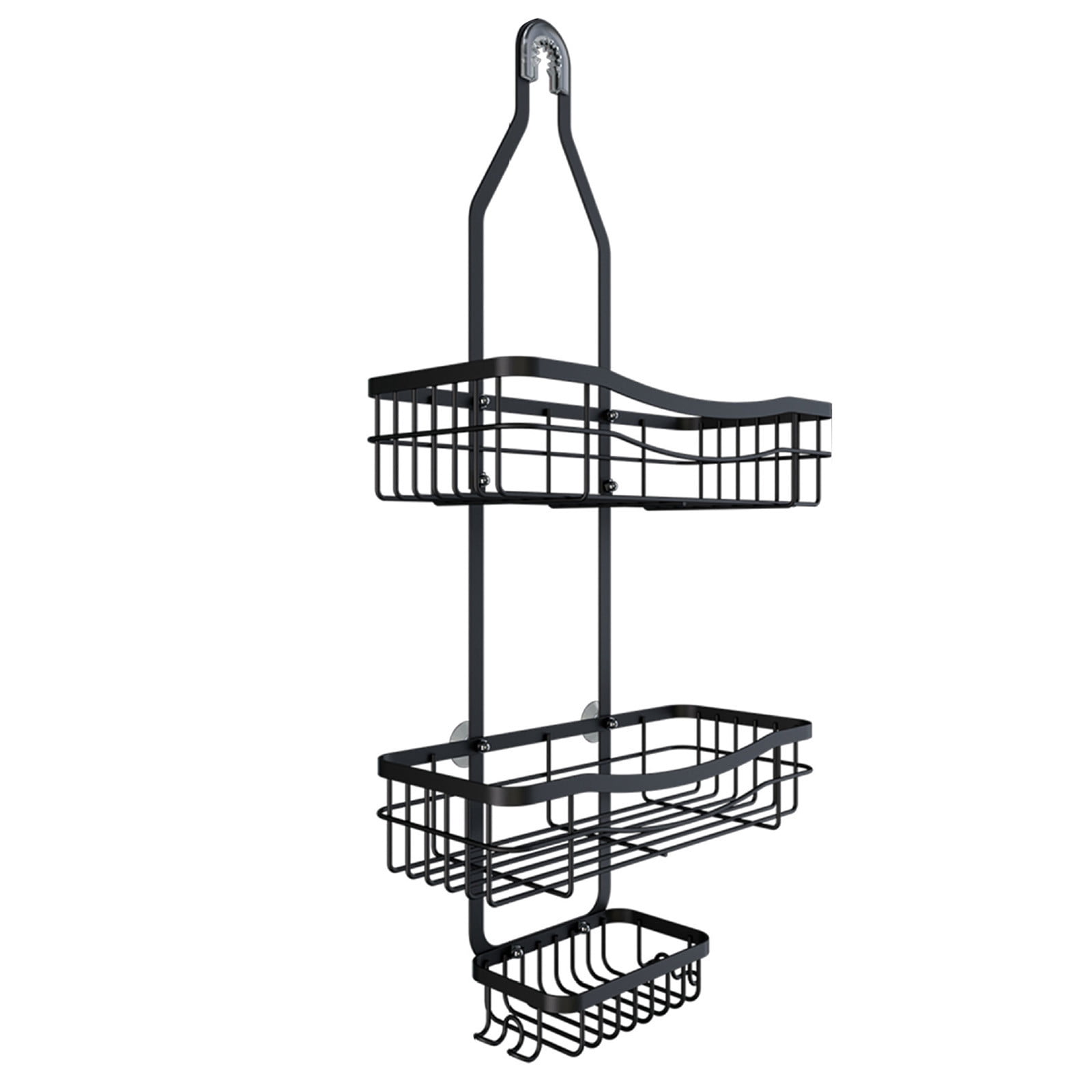 Stainless Steel Shower Caddy, Black Shower Organizer Rack, No Drill Installation, Hanging Shower Shelf for Bathroom, Shampoo Storage with Hanger