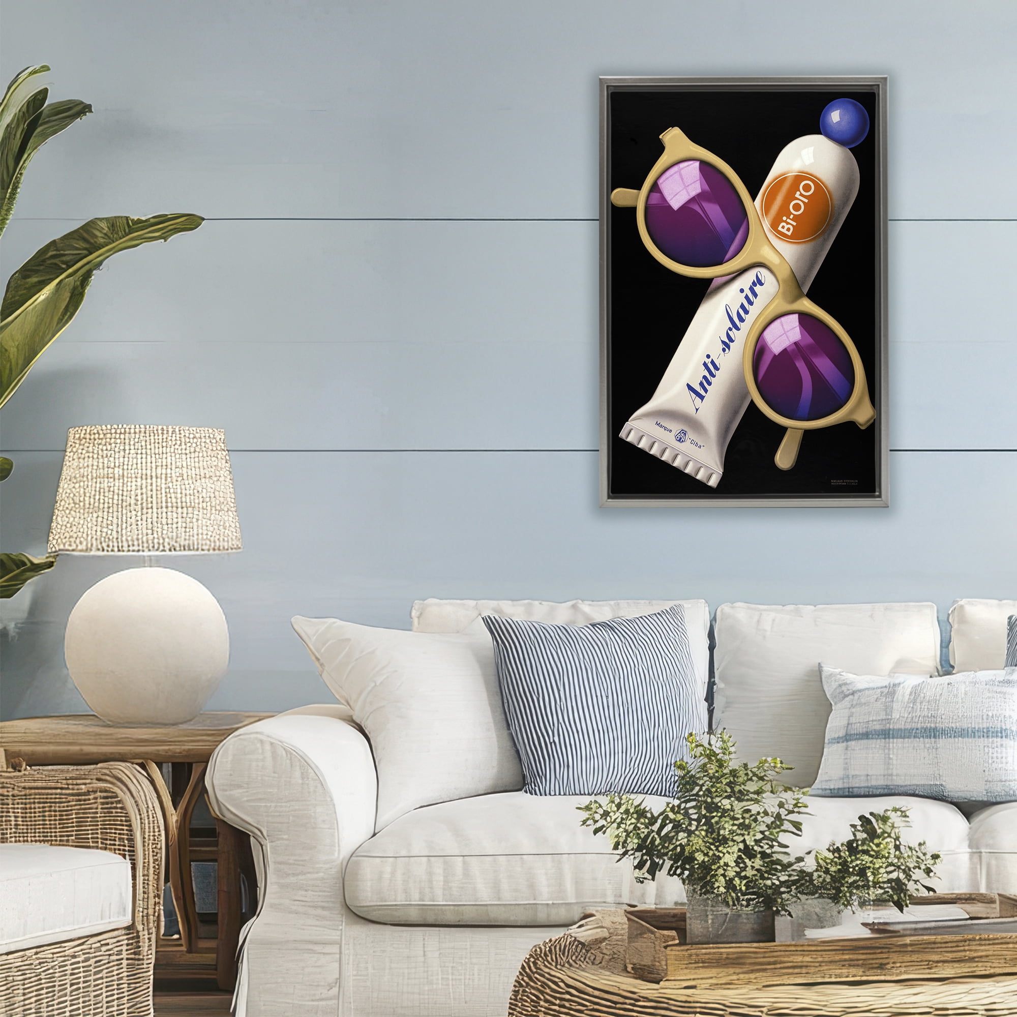 Stupell Industries Sunblock & Sunglasses Gray Framed Floater Canvas Wall Art, design by Print Collection