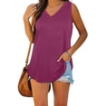 thumbnail image 3 of Womens Tank Tops V Neck Basic Solid Color Casual Flowy Summer Sleeveless, 3 of 12