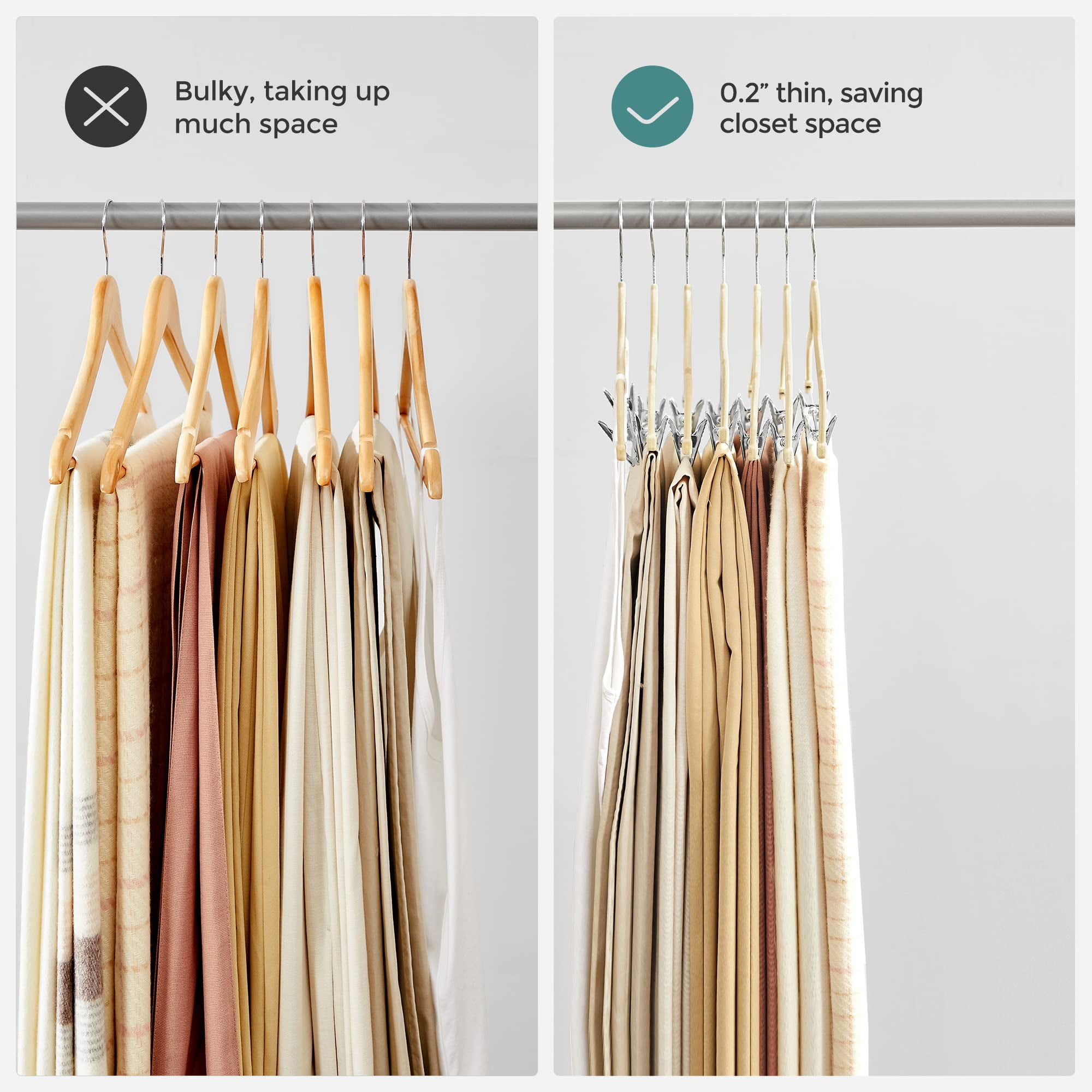 Cozymood Velvet Pants Hangers 24 Pack, Velvet Hangers with Adjustable Clips Non-Slip for Skirts Coats Dresses Beige