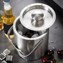 1.6L Stainless Steel Ice Bucket Set with Lid & Tongs, Large Capacity Cocktail Bar Bucket, Outdoor/Indoor Drink Cooler for Cocktail Bar and Parties, Wall Insulated Ice Buckets