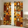 thumbnail image 2 of Manfei Orange Fall Pumpkin Blackout Curtains Set of 2 (52x84 Each),Patchwork Geometric Plaid Window Curtains,Rustic Farmhouse Cabin Curtains and Drapes For Men Women,Microfiber Bedroom Decor, 2 of 6
