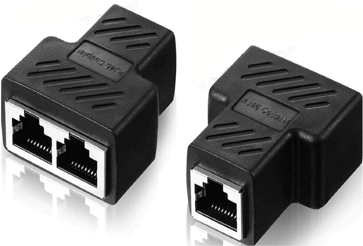Two Ports Can Work at The Same Time Cat6 Black 2 Pack-Liakai RJ45 Ethernet Splitter Connector Adapter,Compatible with Cat7 Cat5e Cables 
