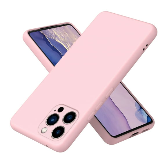 Feishell Compatible with iPhone 12 Pro Liquid Silicone Case with Microfiber Cloth Lining Cushion Shockproof Lightweight Ultra Thin Soft Flexible Rubber Anti-Scratch Phone Case,Pink
