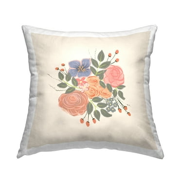 Stupell Industries Delicate Blooming Flower Buds Casual Bouquet Design by Birgit Maria Kiennast Throw Pillow