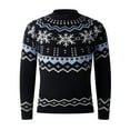 thumbnail image 7 of ZVNAΖH Men's Nordic Fair Isle Snowflake Knit Sweater Casual Crew Neck Pullover Slim Fit Knitted Christmas Sweaters Holiday Party, 7 of 7