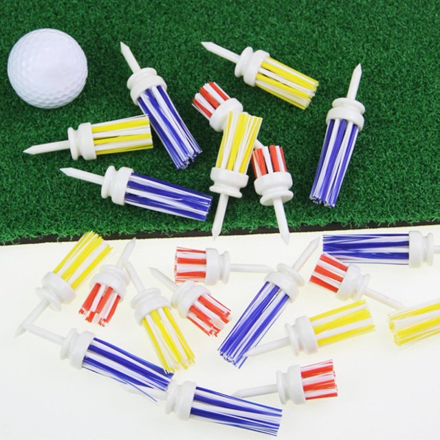 5 piezas de tees de golf de baja resistencia para apuñalar sin esfuerzo, accesorio con cabezal de cerdas para campo de prácticas, kit de tees de golf para entrenamiento, amarillo