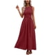 thumbnail image 1 of Vestido de Camiseta Negra para las Mujeres Casual Sólido Cuello Redondo sin Mangas Elegante Suelto Vestido Largo para Cualquier Ocasión, 1 of 5