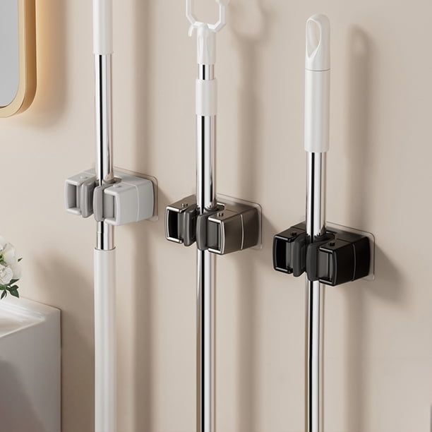 Fiudx Escobero de Pared, Organizador de Herramientas Resistente, Diseño Compacto, Ideal para Cocina, Lavandería y Garaje, Versátil para Uso Doméstico, Tamaño 7,5 X 5 X 3,2 Cm, Fácil Instalación, Jueg