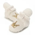 thumbnail image 6 of Tao Tao Newborn Baby Boy Girl Soft Fleece Booties Stay On Infant Slippers Socks Shoe Non Skid Gripper Toddler First Walkers Winter Ankle Crib Shoes White 0 Months, 6 of 9