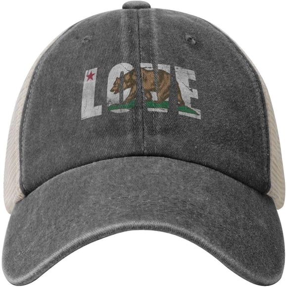 Love California Republic Cowboy Hat Men Vintage Mesh Baseball Cap Women Dad Hat Sun Hat Trucker Hat Black