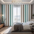 thumbnail image 2 of Brown Stripe Blackout Curtains for Bedroom/Living Room, Pinch Pleated Black Out Curtains, Ombre Geometric Teal Green Vertical Striped Room Darkening Window Drapes with Hooks 2 Panels, 39"x70", 2 of 8