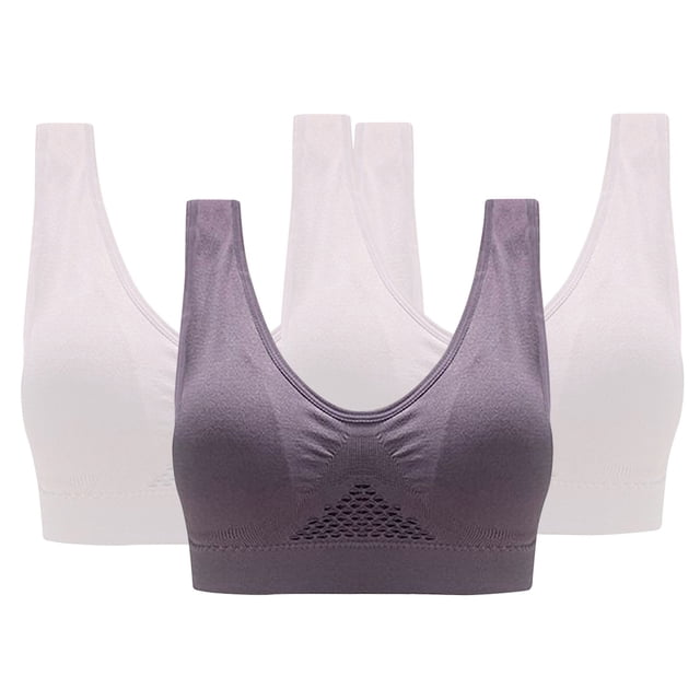 Wiyuqeen 3 Packs Adjustable Sports Bras for Women Solid Soft Trendy Tank Posture Bras Racerback High Support Bras Wireless Workout Bras Seamless Yoga Athletic Bras