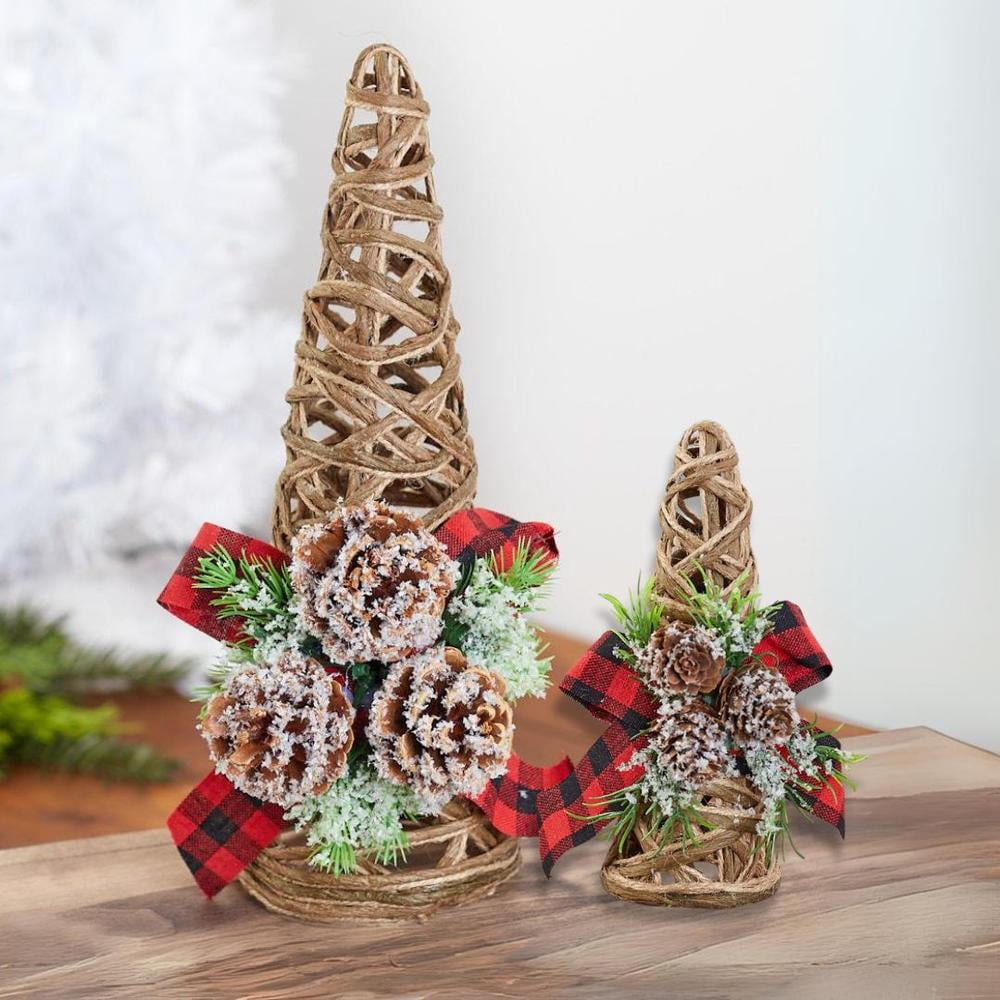 3pc Mixed Rustic Jute Woven Trees and Star Ornament Set - for Christmas Decor - Factory Direct Craft