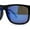 Shiny Black - Blue Mirror, variant on Color Mirror Mens Sport Rectangle Horn Rim Plastic Sunglasses Shiny Black - Blue Mirror