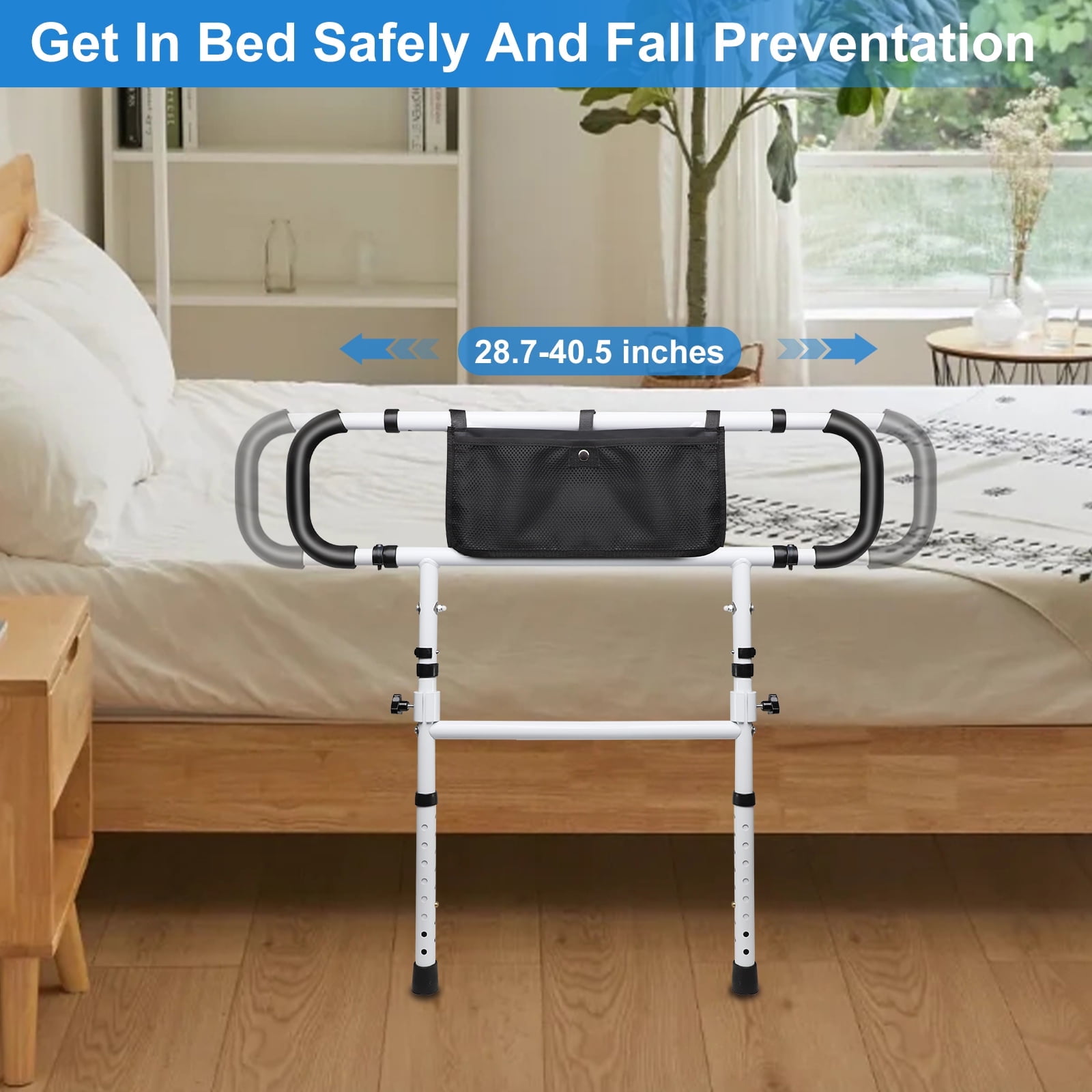 Burfoko Adjustable Bed Rail for Fall Prevention, White, 1 Count