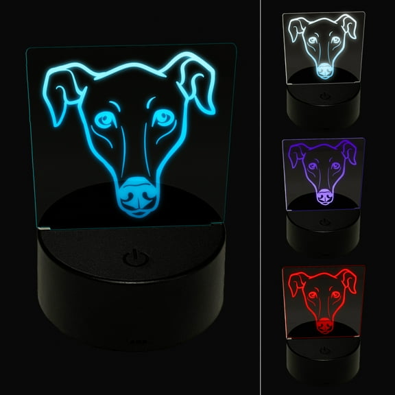 Greyhound Dog Head LED Night Light Sign 3D Illusion Desk Nightstand Lamp