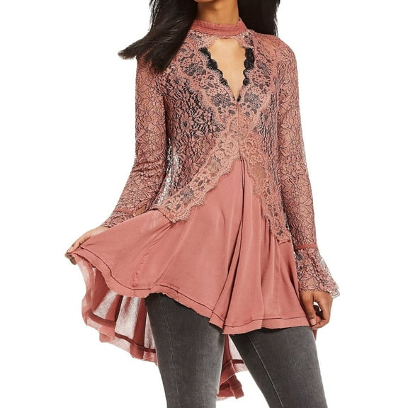 Free People Womens Large Cutout Lace Tunic Dress