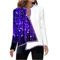 thumbnail image 1 of Wolfast Blouse Décontractée à Manches Longues Imprimée pour Femmes, Col en V, Ourlet Asymétrique, Amincissant, Violet, m, 1 of 5