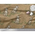thumbnail image 2 of Soimoi polyester Crepe Fabric Clover Grass & Lion Animal Print Sewing Fabric Yard 52 Inch Wide, 2 of 3