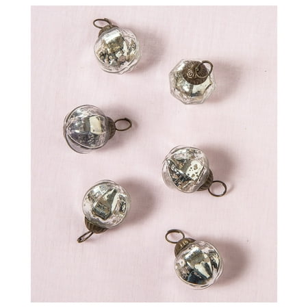 Mercury Ornament Mini Mercury Glass Ornaments (Pearl Design, 1-Inch, Silver, Set of 6) - Vintage-Style Decorations ()