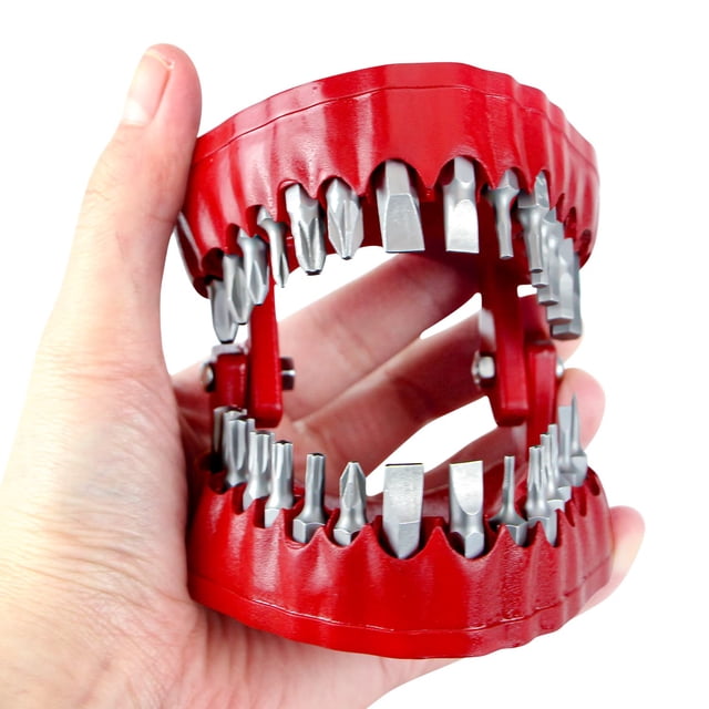 Adaptador de broca hexagonal y broca de accionamiento, diseño de modelo de dientes único, juego de portabrocas como herramienta y decoración del hogar (rojo)