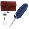 thumbnail image 1 of Feather Dip Pen Set, Quill Pen Set, Durable To Use, For School Friends Home Gifts SP236933 Sprinkled Gold Navy Silver Box, 1 of 8