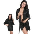 thumbnail image 4 of Dengjunhu Women Satin Robes Sexy Silky Bathrobe Lace V-Neck Bridesmaid Bride Party Robe Soft Sleepwear, 4 of 5