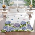 thumbnail image 3 of Flannel Throw Blanket for Couch Sofa Bed, Floral Hydrangea Green Leaf Soft Cozy Warm Fuzzy Blanket 60x80in, 3 of 9