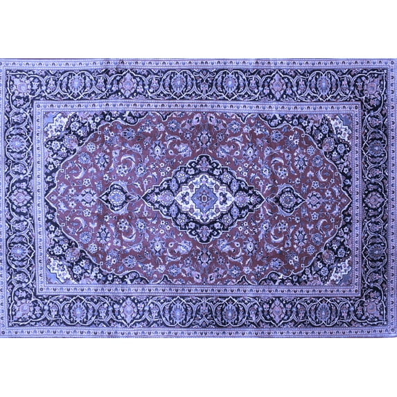 Ahgly Company Machine Washable Indoor Rectangle Medallion Blue Traditional Area Rugs, 5' x 7'