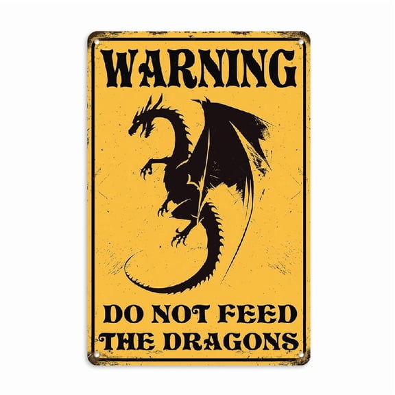 Tin Sign Warning Do Not Feed The Dragons Metal Signs Funny Wall Decor for Office Yard Fence Home Cafe 12×8 Inch Wall Decor For Home Bedroom Bar Country Garden Bathroom Decor Gifts, Metal Tin Signs Hom