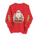 thumbnail image 3 of Women Halloween Sweatshirt Ghost Pumpkin Printed Round Neck Pullover Shirts Long Sleeved Loose Cute Spooky Fall Casual Sweatshirt, 3 of 5