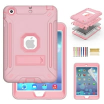 Dteck iPad Mini 4/5 Case with PET Screen Protector, iPad Mini 4 Case, iPad Mini 5 Case, Three Layer Heavy Duty Shockproof Protective Case with Kickstand For iPad mini 4 5, Rosegold