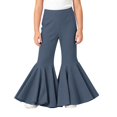 thumbnail image 2 of EnJoCho Toddler Girls Baggy Bell-Bottom Pants Loose Wide Leg Elastic High Waist Ruffled Flared Trousers Little Girls Soft Knit Flared Pants Elastic High Waist Bell Bottom Pants, 2 of 7