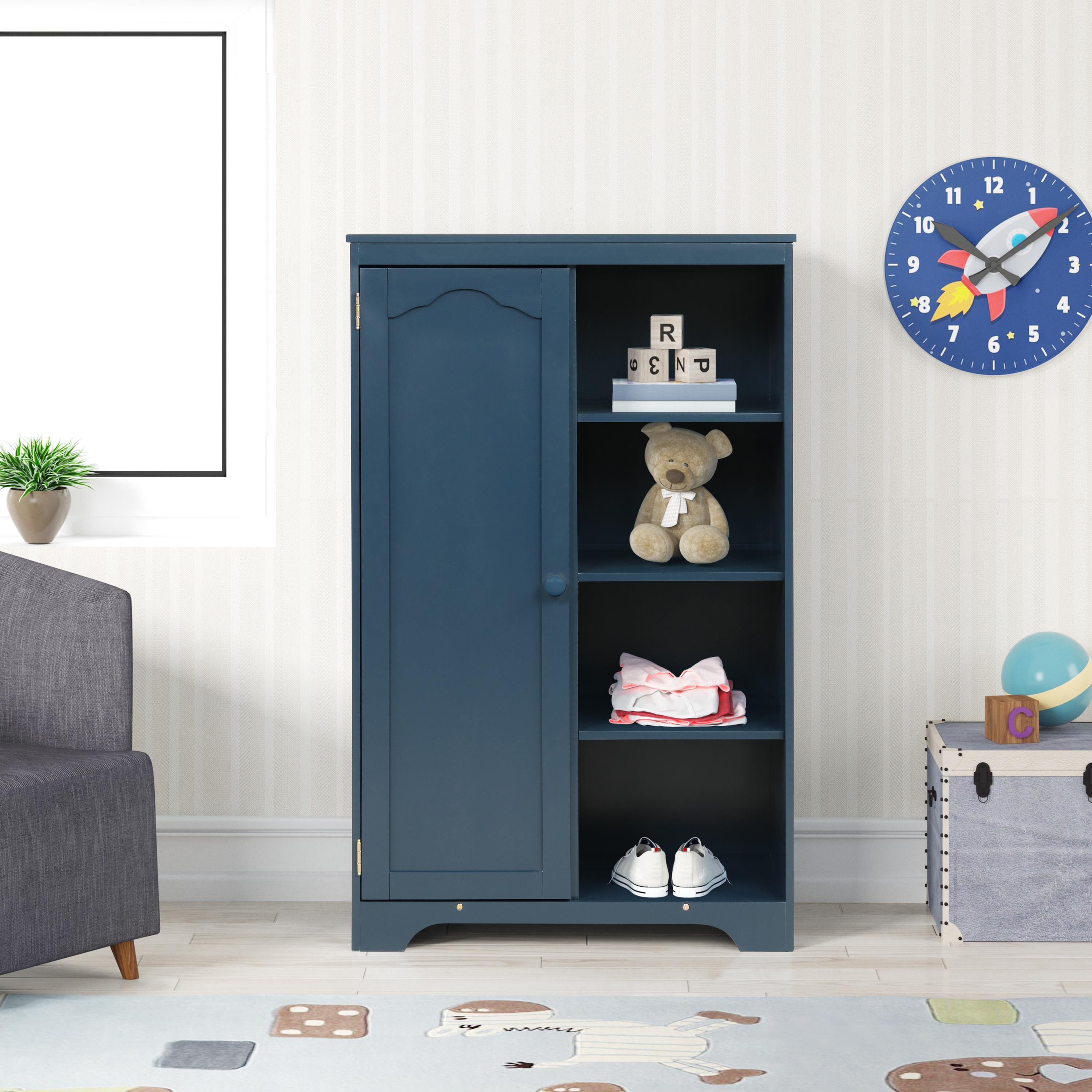 UBesGoo Wardrobe Armoire Storage Cabinet with Door, Hanging Rod and 4