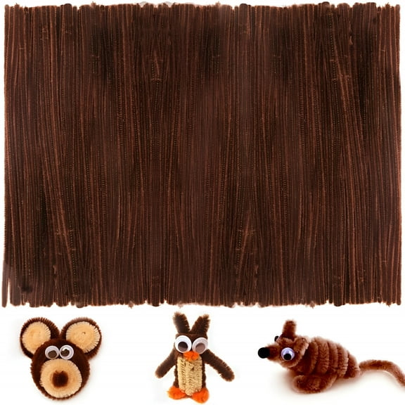 CCOCC 200pcs Brown Pipe Cleaners for Crafts, Chenille Stems, Art and Craft Supplies