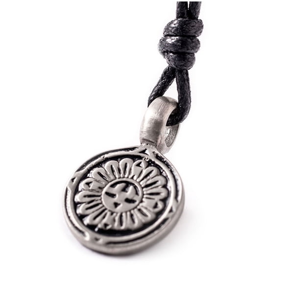 Hopi Sun Silver Pewter Charm Necklace Pendant Jewelry With Cotton Cord