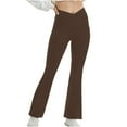 thumbnail image 2 of Women's Yoga Pants Women Leggings High Waist Stretchy Yoga Workout Causal Trendy Pants With Pockets,Brown Women's Yoga Pants L, 2 of 7