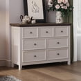 thumbnail image 5 of BOSHIRO 7-Drawer Modern Dresser for Bedroom, Wide Storage Chest Organizer with Antique White Body and Brown Top, 5 of 6