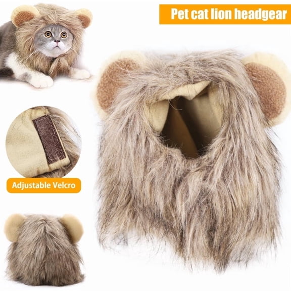 SHELLTON Lion Mane Wig for Cats and Dogs, Funny Pet Cat Costumes for Christmas, Parties, Photo Shoots and Gifts, Furry Pet Clothing Accessories