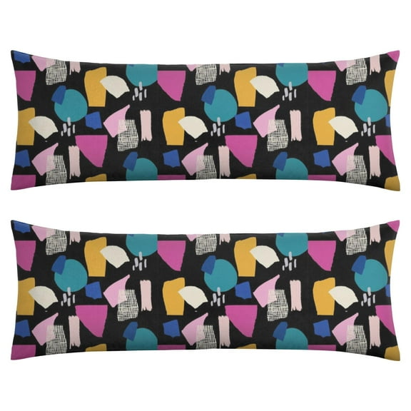 Colorful Abstract Body Pillow Case 20x54 - Artistic Modern Print, Soft Stretchy Fabric for Back, Hip & Knee Support