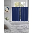 thumbnail image 3 of Navy Blue Pure Color Bathroom Window Curtain, Aesthetics Contemporary Luxury Light Filtering Coffee Kitchen Curtains, Bedroom Living Room Curtains 2 Panel 84"x45", 3 of 6