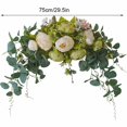 thumbnail image 2 of Guirnalda de flores artificiales para puerta, guirnalda de flores falsas, simulación de decoración floral, adorno colgante para oficina en casa, blanco y verde Inevent HA8794-02B, 2 of 6
