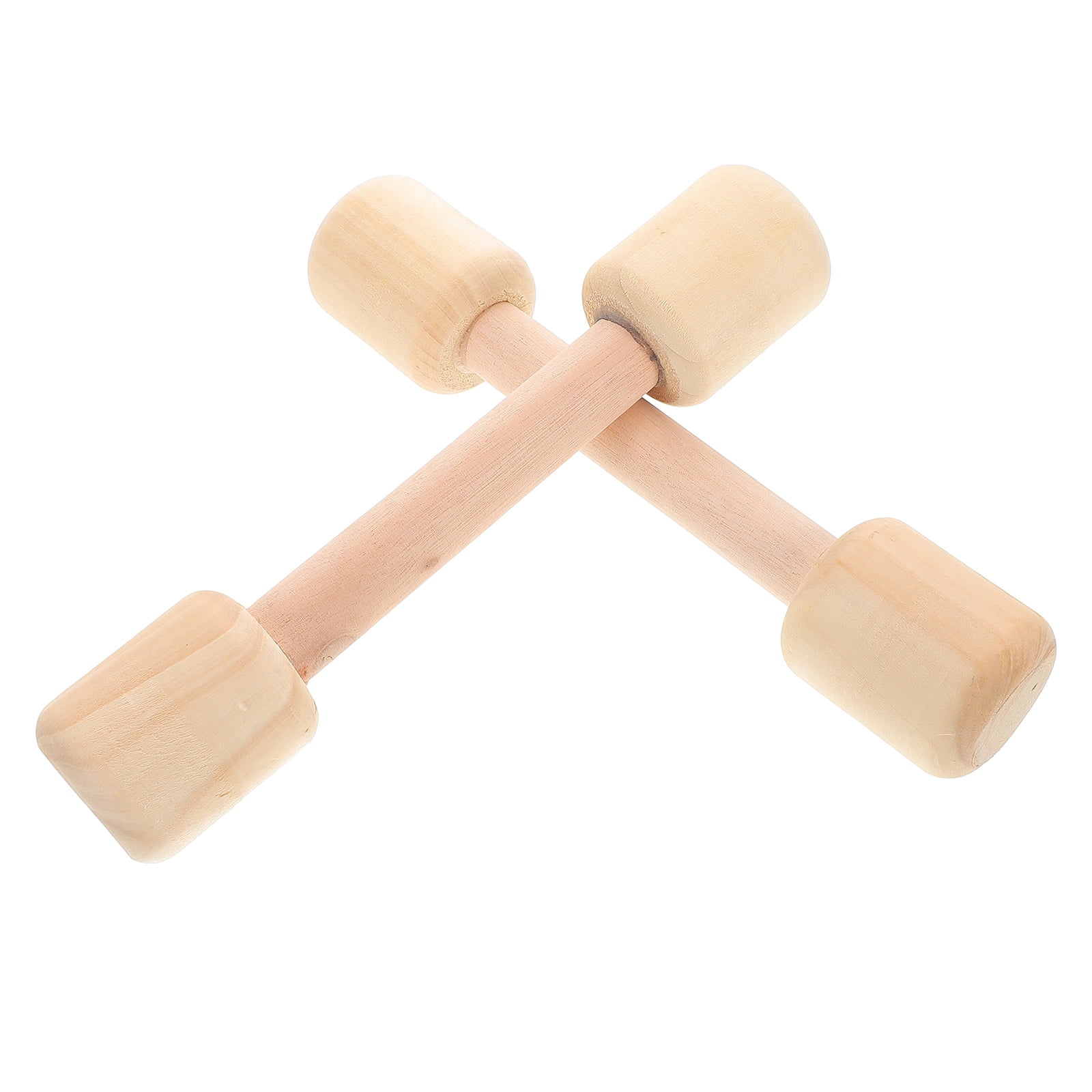 TABLZONE 2Pcs Wooden Dumbbells for Toddlers Imaginative Play 7.3X1.4X1.4in