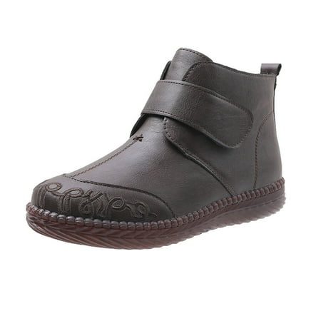 

jsaierl Winter Ladies Cotton Boots Women Retro Round Toe Plus Cotton Short Boots