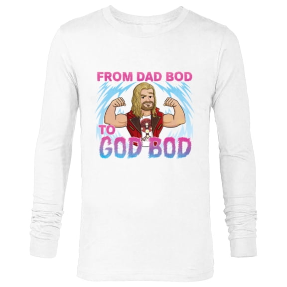 Marvel Studios Thor: Love and Thunder Dad Bod to God Bod - Long Sleeve T-Shirt for Men - Customized-White