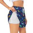 thumbnail image 2 of Bixox Women's Dinosaurs Adventure pattern 2 in 1 Running Shorts - Lightweight Athletic Workout Gym Yoga Shorts Liner with Pockets - X-Large, 2 of 7