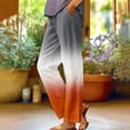 thumbnail image 2 of Olyvenn Gradient Cotton Linen Pants Women Summer Elastic Waist Crop Pants Plus Size Straight Leg Slack Casual Trouser with Pocket Orange XXXL, 2 of 5